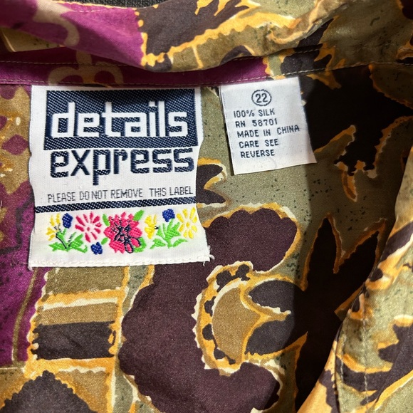 Vintage 100% Silk Patterned Details Express Shirt - Picture 3 of 8
